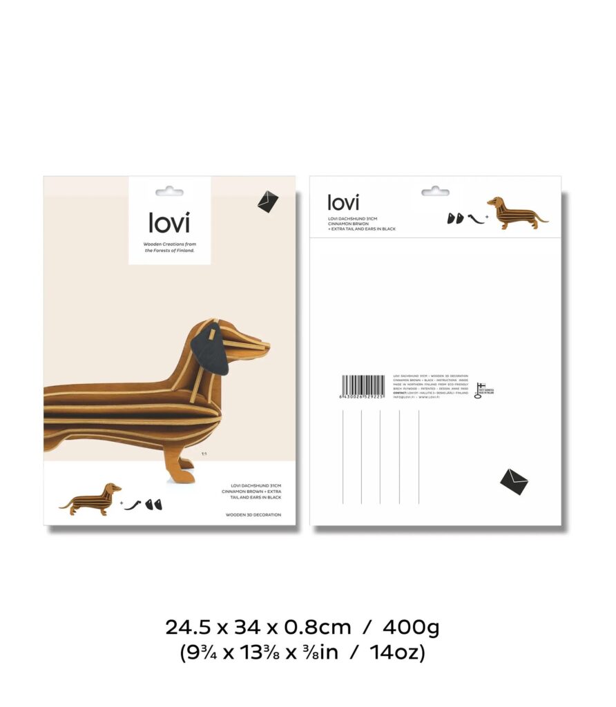 Lovi-Dachshund-31cm-cinnamon-brown-package-with-measures